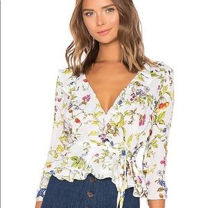 Milly New York Flower Ruffle Wrap Top Blouse Shirt